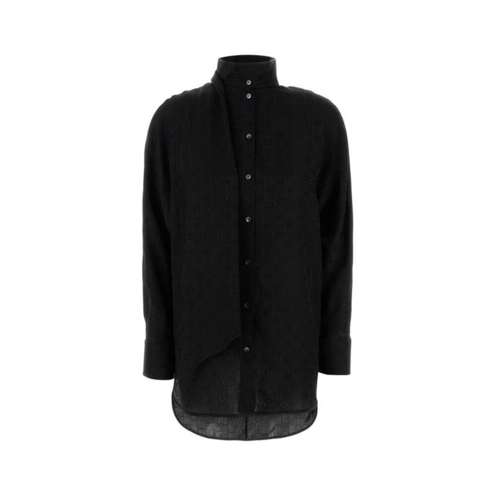 FERRAGAMO All-Over Logo Print Shirt Women BLACK Shirts